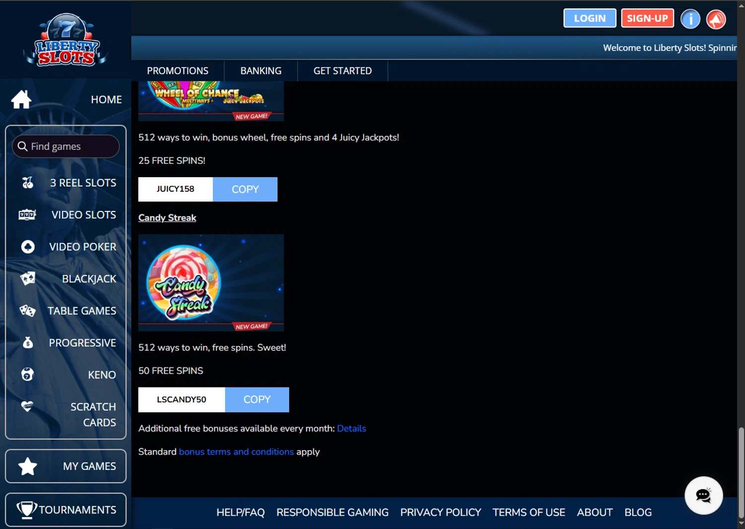 Liberty Slots promo code screenshot showing code LSCANDY50 applied at Liberty Slots checkout page. Uploaded by SimplyCodes community member SwiftTracker8156 on Sep 22, 2025