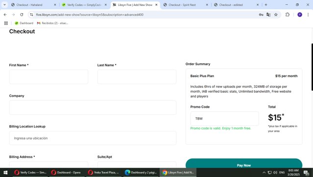 Libsyn checkout page showing Libsyn promo code box | Screenshot taken by SimplyCodes community member on Mar 20, 2025