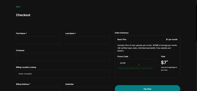 Libsyn checkout page showing Libsyn promo code box | Screenshot taken by SimplyCodes community member on Mar 20, 2025