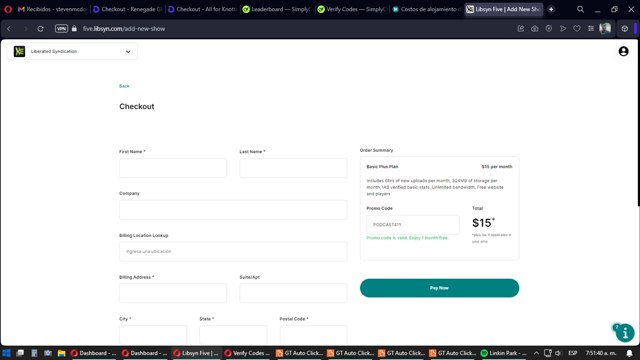 Libsyn checkout page showing Libsyn promo code box | Screenshot taken by SimplyCodes community member on May 6, 2024