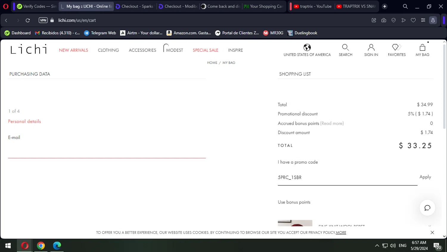 where to use Lichi promo code box