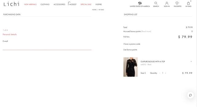 Lichi checkout page showing Lichi promo code box | Screenshot taken by SimplyCodes community member on Nov 18, 2024