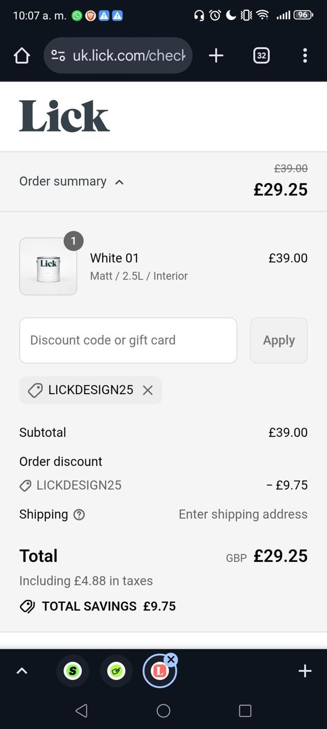 Lick UK checkout page showing Lick UK promo code box | Screenshot taken by SimplyCodes community member on Jul 23, 2025