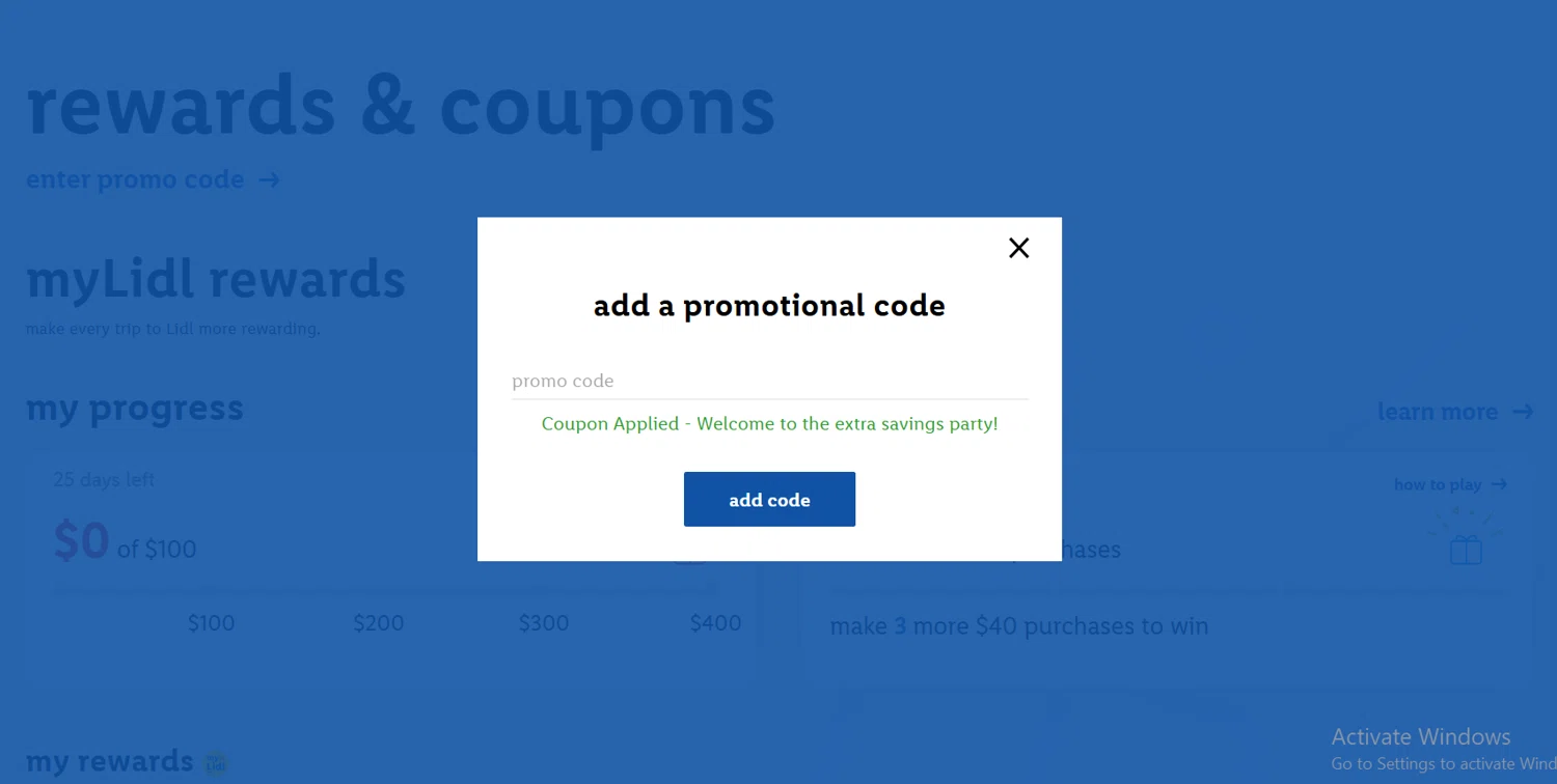 Lidl US promo code screenshot showing code THEDISHWINTER2025 applied at Lidl US checkout page. Uploaded by SimplyCodes community member Lioniel on Jan 7, 2025