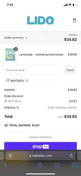 WHITSICH coupon verification screenshot