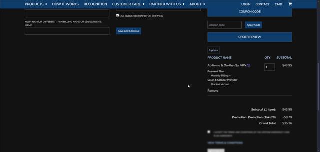 LifeFone checkout page showing LifeFone coupon code box | Screenshot taken by SimplyCodes community member on Mar 3, 2025