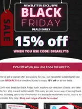 BFEARLY15 coupon verification screenshot
