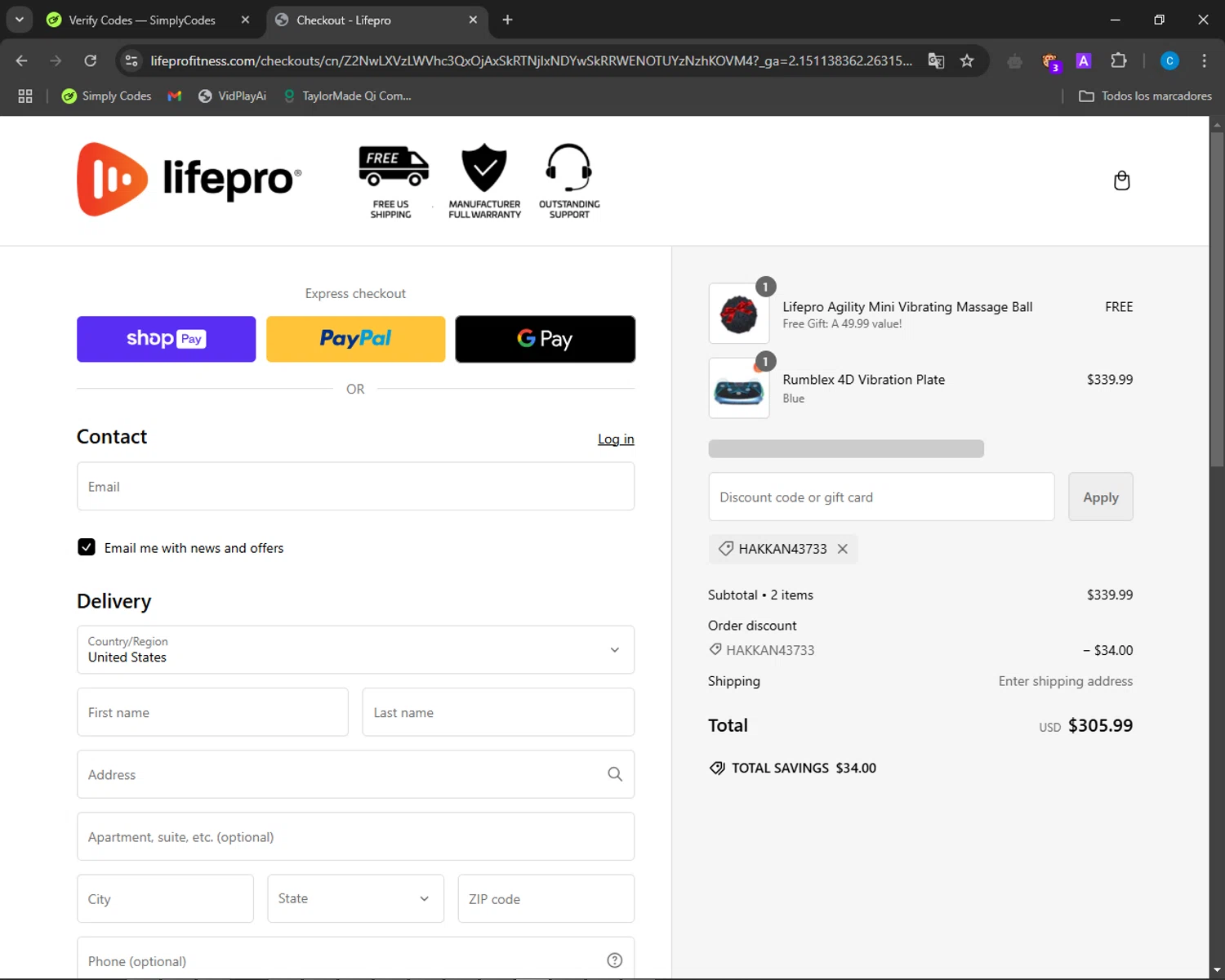 where to use Lifepro promo code box
