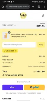 loveme20 coupon verification screenshot