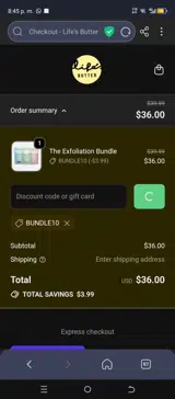 BUNDLE10 coupon verification screenshot