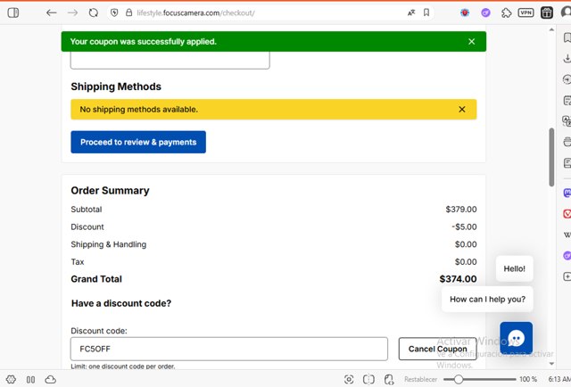 Lifestyle by Focus checkout page showing Lifestyle by Focus coupon code box | Screenshot taken by SimplyCodes community member on Jul 23, 2025