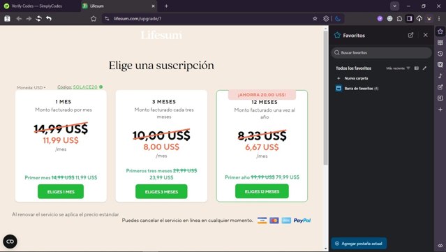 Lifesum checkout page showing Lifesum promo code box | Screenshot taken by SimplyCodes community member on Aug 25, 2025