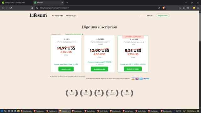 Lifesum checkout page showing Lifesum promo code box | Screenshot taken by SimplyCodes community member on Sep 6, 2025