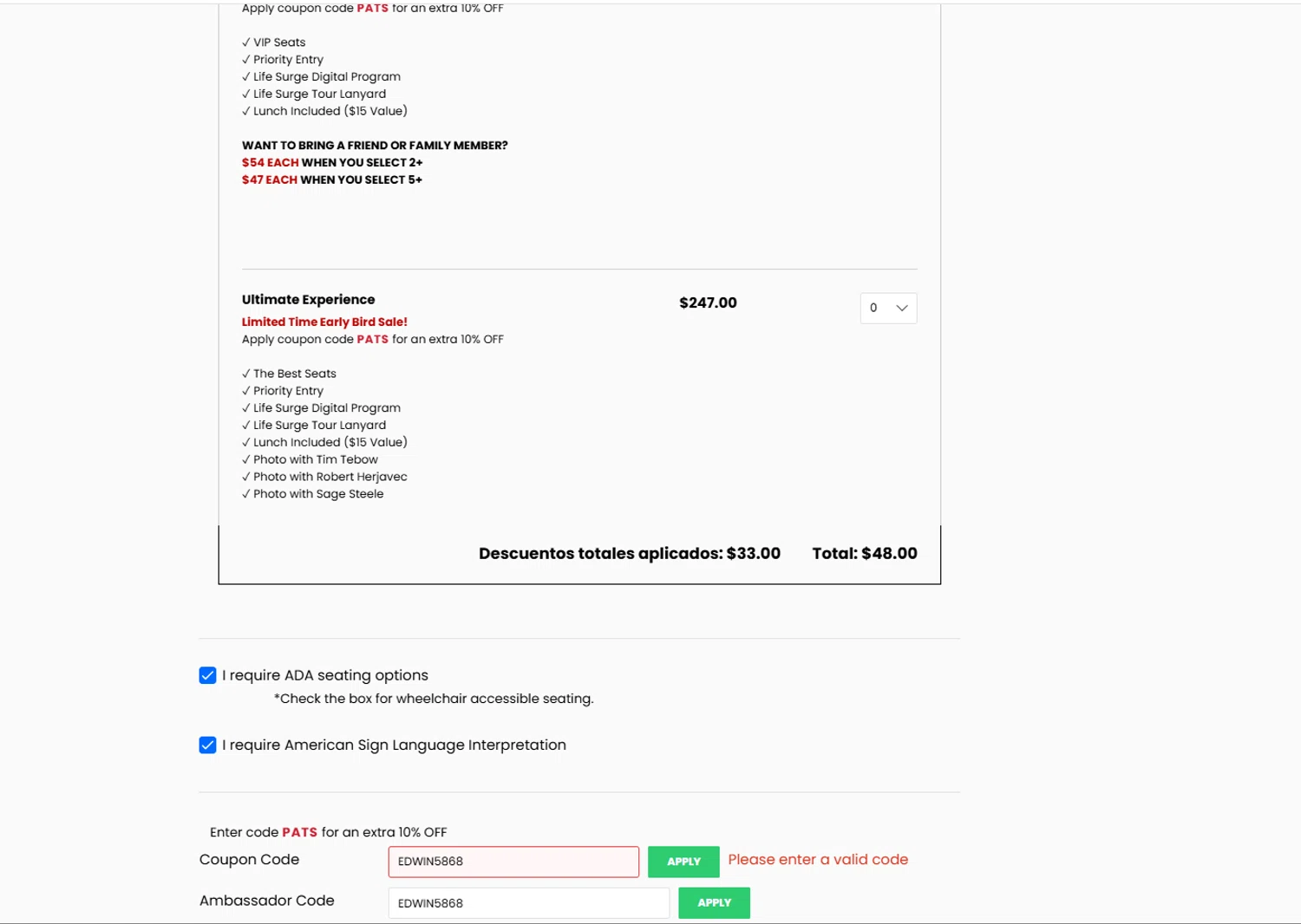 LIFE SURGE discount code screenshot showing code EDWIN5868 applied at LIFE SURGE checkout page. Uploaded by SimplyCodes community member reggiesmith on Feb 5, 2026