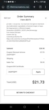25OFFSEPT coupon verification screenshot