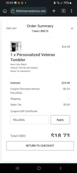 FALLDEAL coupon verification screenshot