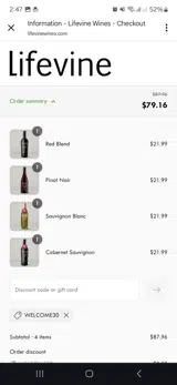 Welcome30 coupon verification screenshot