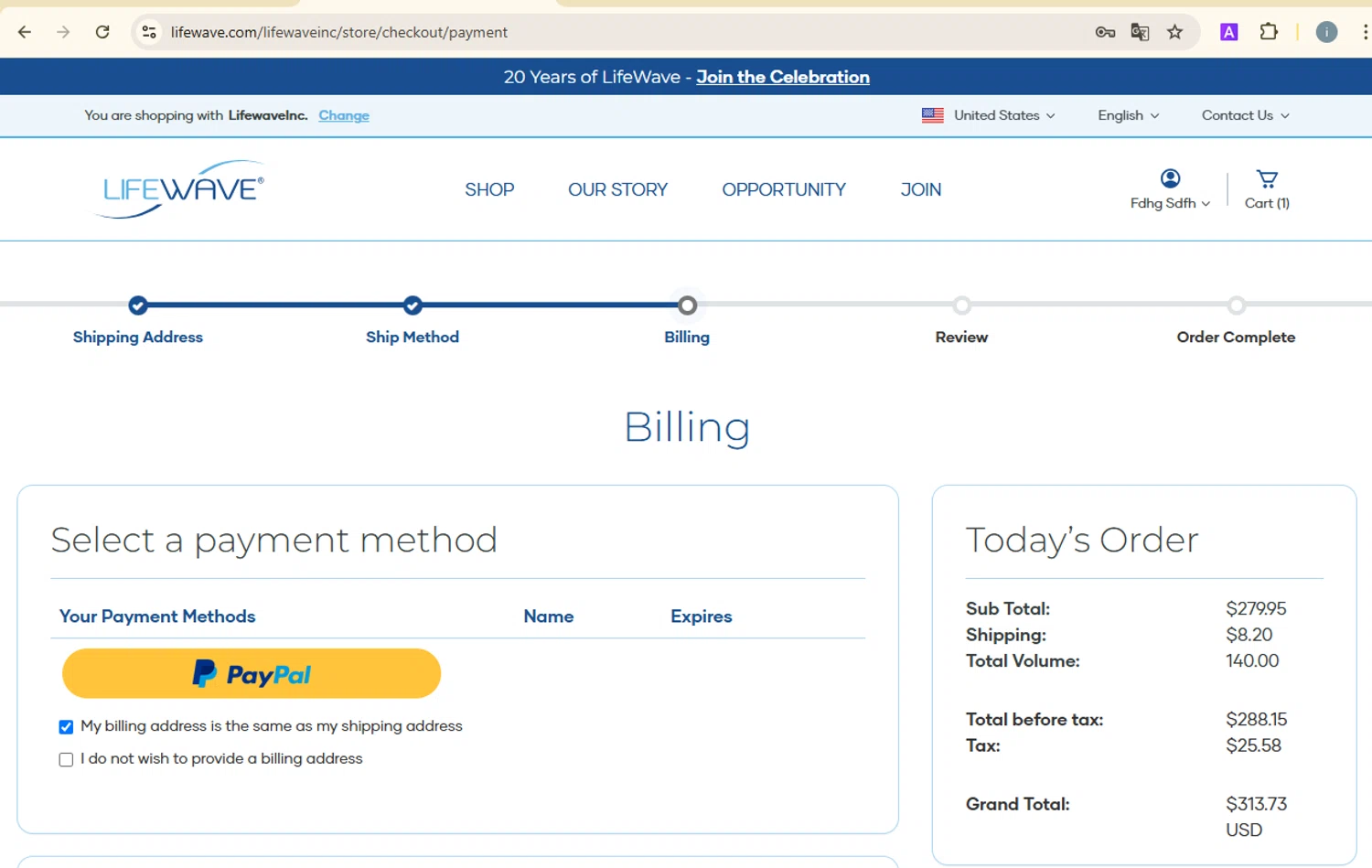 LifeWave promo code screenshot showing code SPRINGSALE applied at LifeWave checkout page. Uploaded by SimplyCodes community member PrimeSentinel5869 on Mar 26, 2025