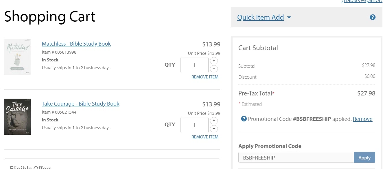 LifeWay Stores checkout page showing LifeWay Stores promo code box | Screenshot taken by SimplyCodes community member on Aug 11, 2020
