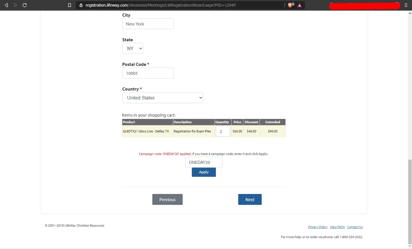LifeWay Stores checkout page showing LifeWay Stores promo code box | Screenshot taken by SimplyCodes community member on Sep 1, 2020