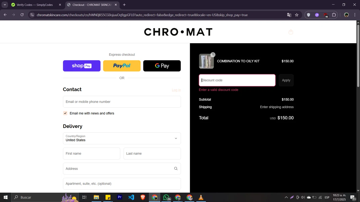 LIFTLAB discount code screenshot showing code VANESSA25 applied at LIFTLAB checkout page. Uploaded by SimplyCodes community member Moisesdk0 on Jul 17, 2025