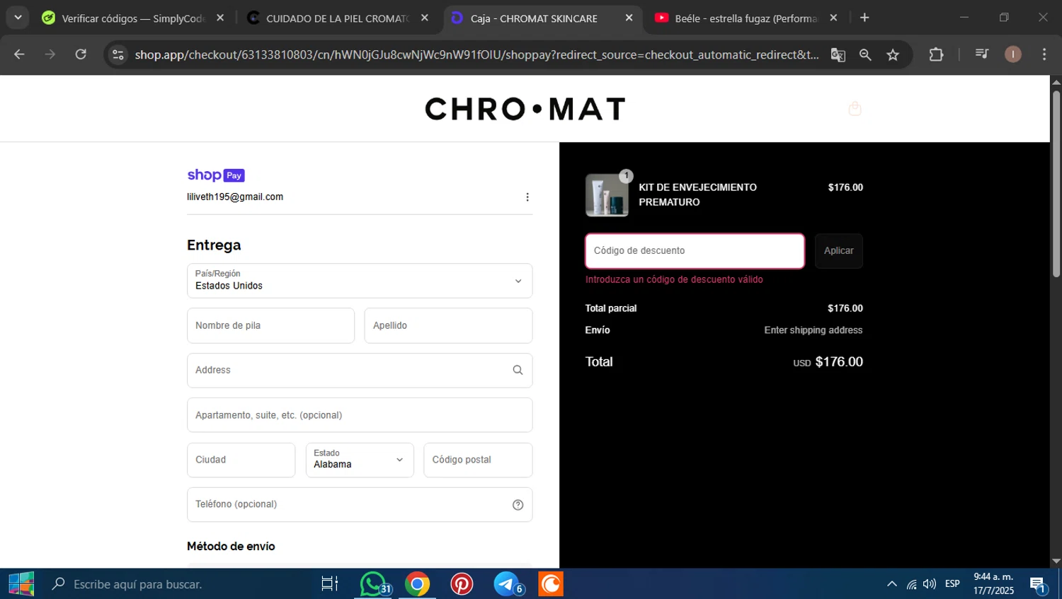 LIFTLAB discount code screenshot showing code VANESSA25 applied at LIFTLAB checkout page. Uploaded by SimplyCodes community member QuestPhoenix3223 on Jul 17, 2025