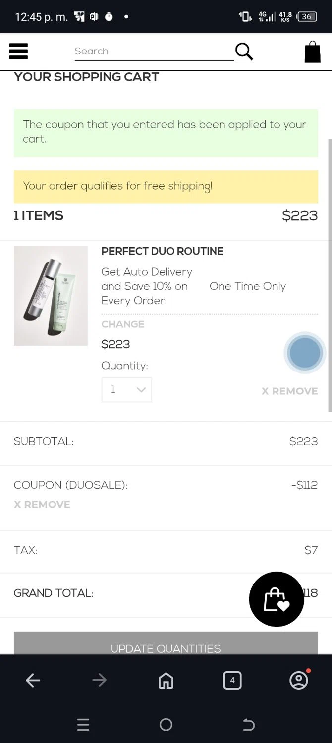 LIFTLAB discount code screenshot showing code Duosale applied at LIFTLAB checkout page. Uploaded by SimplyCodes community member ANABEL on May 2, 2025