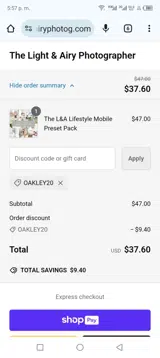 Oakley20 coupon verification screenshot