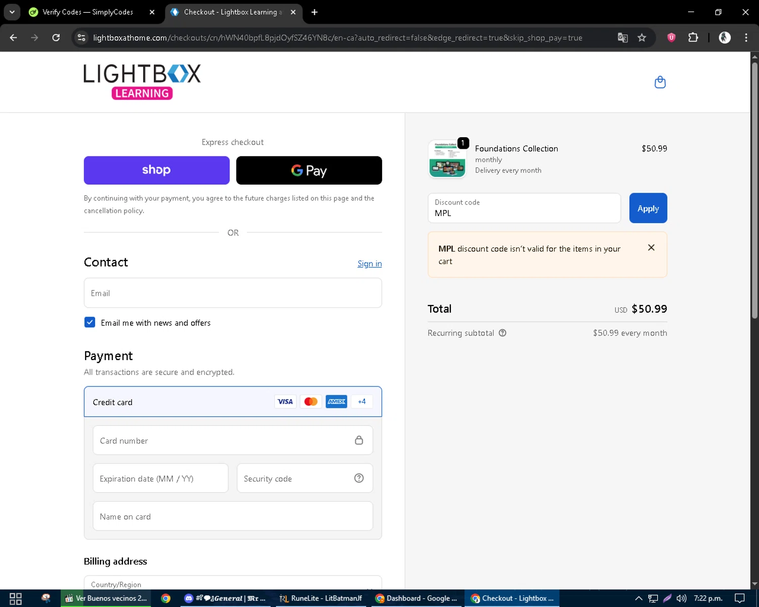 Lightbox Learning at Home promo code screenshot showing code MPL applied at Lightbox Learning at Home checkout page. Uploaded by SimplyCodes community member CleverSentinel9441 on Oct 11, 2025