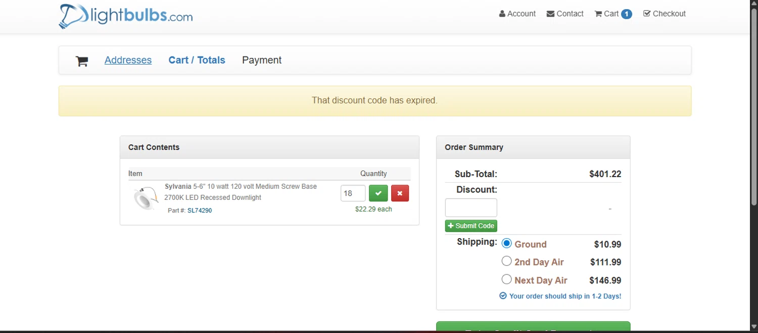 Light Bulbs promo code screenshot showing code SPOOKY10 applied at Light Bulbs checkout page. Uploaded by SimplyCodes community member Nicoletorres on Nov 10, 2025
