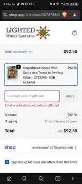 Lighted Water Lanterns coupon verification screenshot