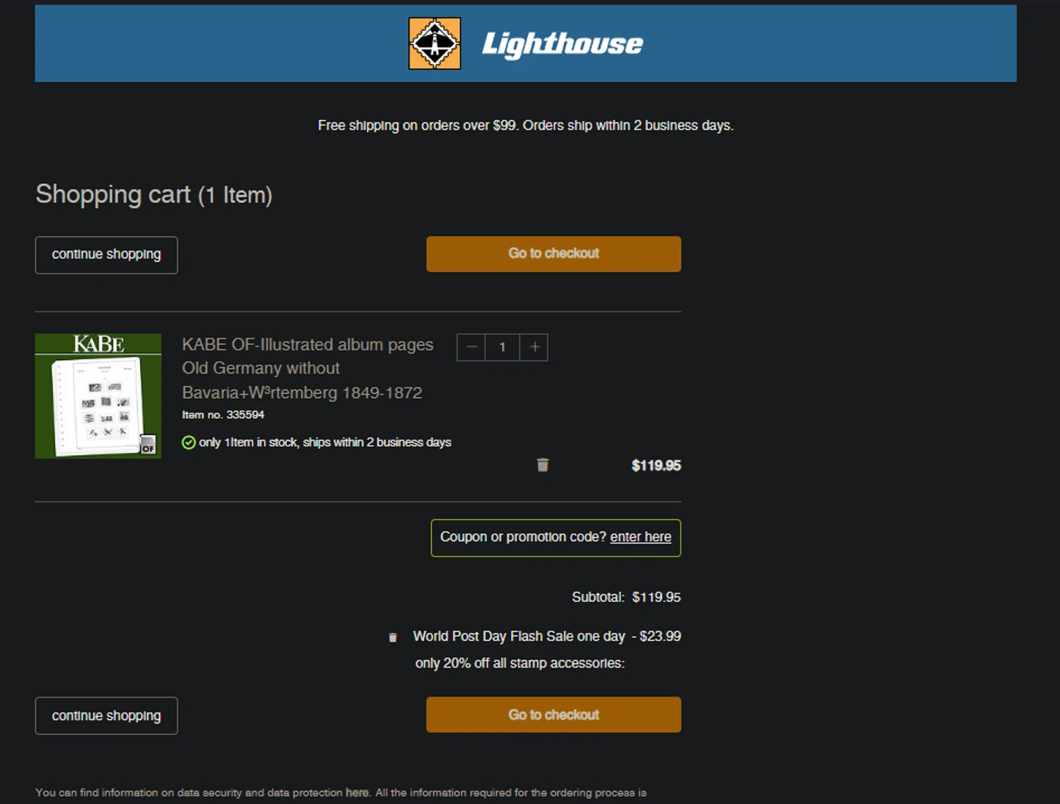 Lighthouse checkout page showing Lighthouse promo code box | Screenshot taken by SimplyCodes community member on Oct 9, 2024