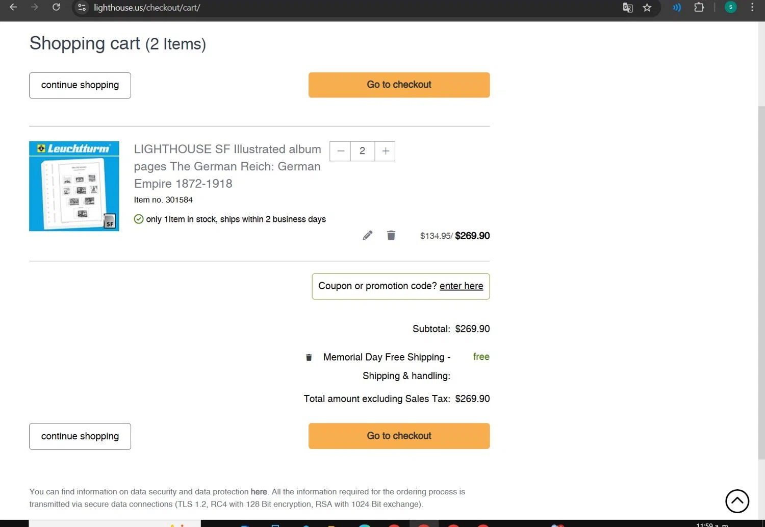Lighthouse checkout page showing Lighthouse promo code box | Screenshot taken by SimplyCodes community member on May 26, 2025