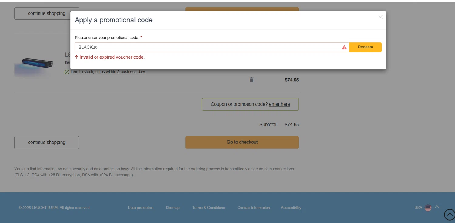 Lighthouse promo code screenshot showing code BLACK20 applied at Lighthouse checkout page. Uploaded by SimplyCodes community member dimitriv on Dec 5, 2025