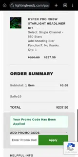 SALTY10 coupon verification screenshot