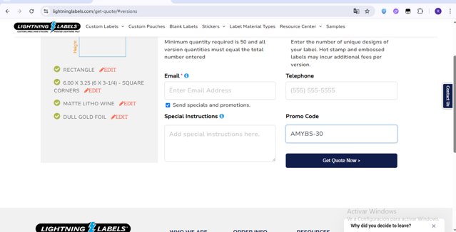 Lightning Labels checkout page showing Lightning Labels promo code box | Screenshot taken by SimplyCodes community member on Jun 20, 2025
