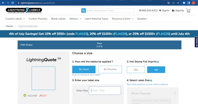 Lightning Labels checkout page showing Lightning Labels promo code box | Screenshot taken by SimplyCodes community member on Jun 24, 2025