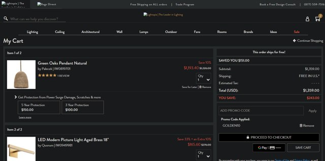 Lightopia checkout page showing Lightopia coupon code box | Screenshot taken by SimplyCodes community member on Sep 2, 2025