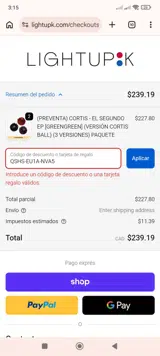 LightUpK coupon verification screenshot