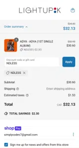 NDLESS coupon verification screenshot
