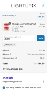 NDLESS coupon verification screenshot