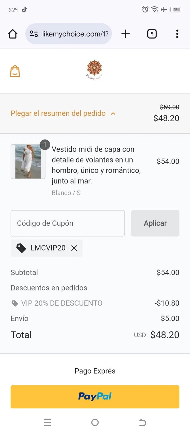 Like My Choice discount code screenshot showing code LMCVIP20 applied at Like My Choice checkout page. Uploaded by SimplyCodes community member Sheele_Icon on Mar 31, 2025
