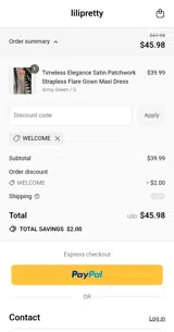 WELCOME coupon verification screenshot