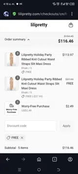 Free coupon verification screenshot