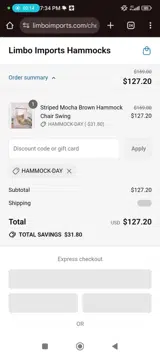 Hammock-day coupon verification screenshot