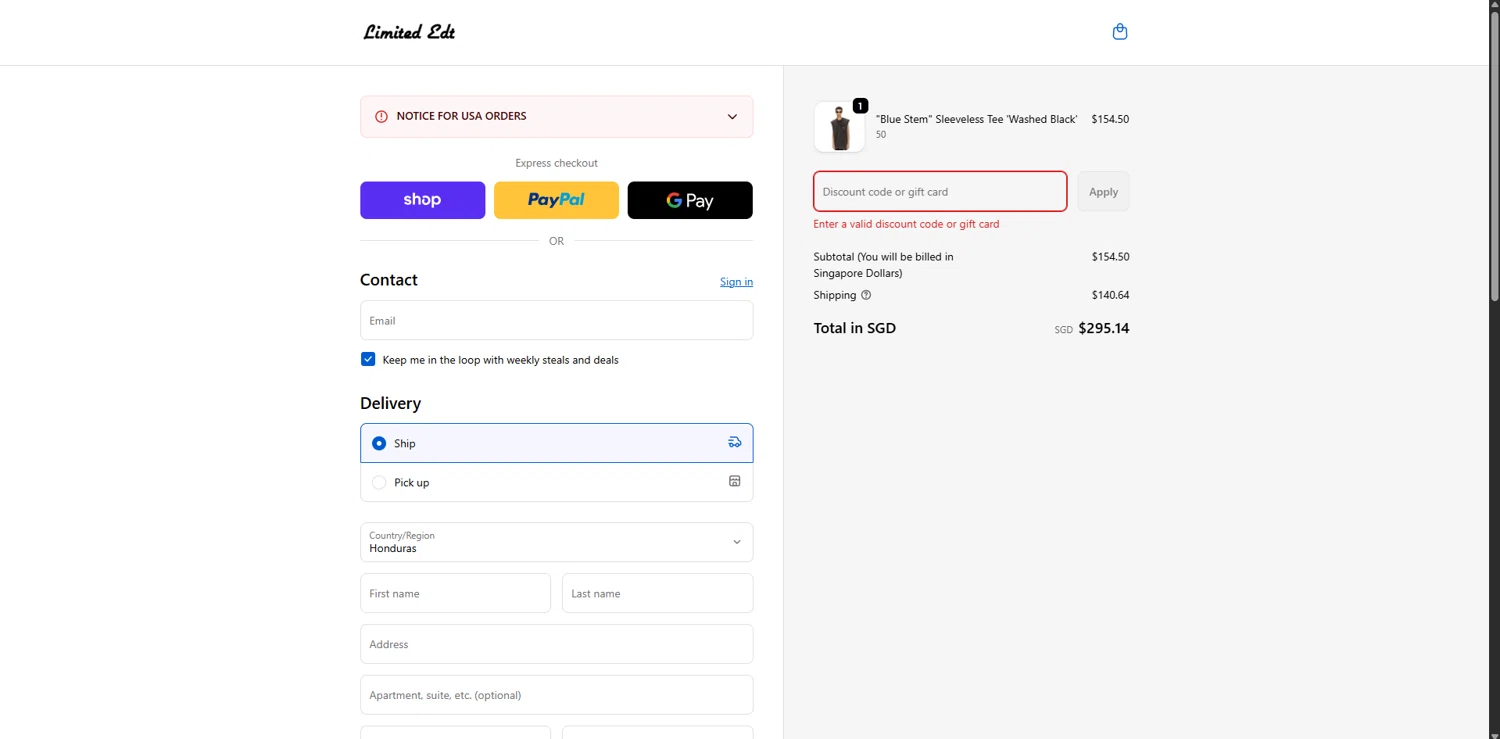 Limited Edt promo code screenshot showing code 10OFF2 applied at Limited Edt checkout page. Uploaded by SimplyCodes community member FortunateSeeker4672 on Feb 10, 2026