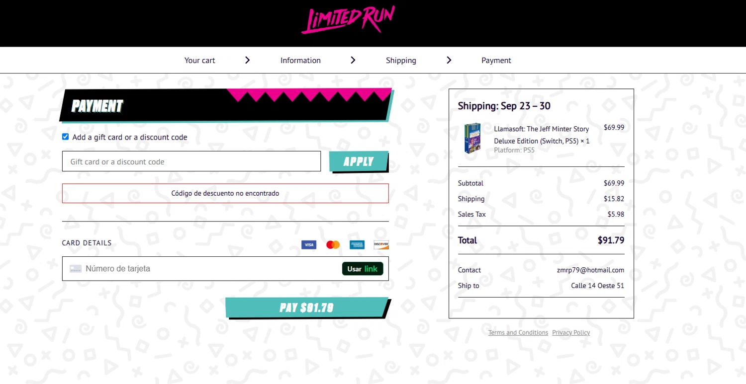 Limited Run Games discount code screenshot showing code 3-D3RCEH applied at Limited Run Games checkout page. Uploaded by SimplyCodes community member Kmacho on Feb 26, 2025