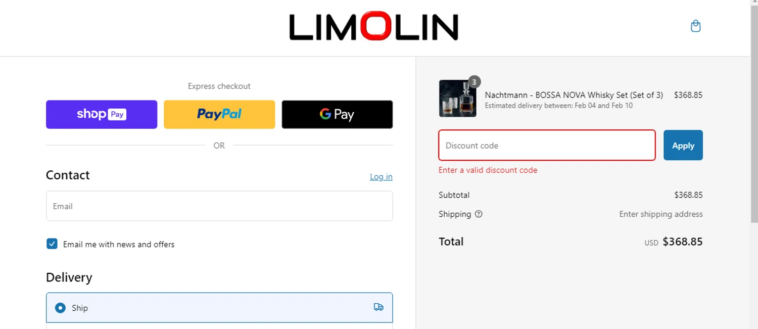 Limolin promo code screenshot showing code ABC5 applied at Limolin checkout page. Uploaded by SimplyCodes community member widdyto on Jan 30, 2025