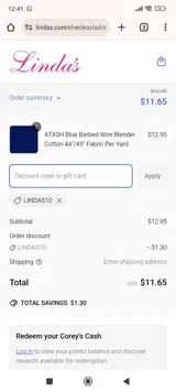 LINDAS10 coupon verification screenshot