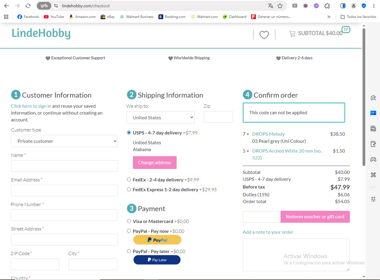 LindeHobby discount code screenshot showing code THANKYOU applied at LindeHobby checkout page. Uploaded by SimplyCodes community member FrancyB on Dec 27, 2025